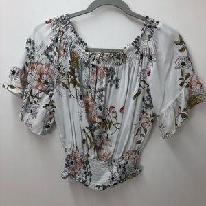 Three Days Floral Ruffled Crop Top Womens Size M